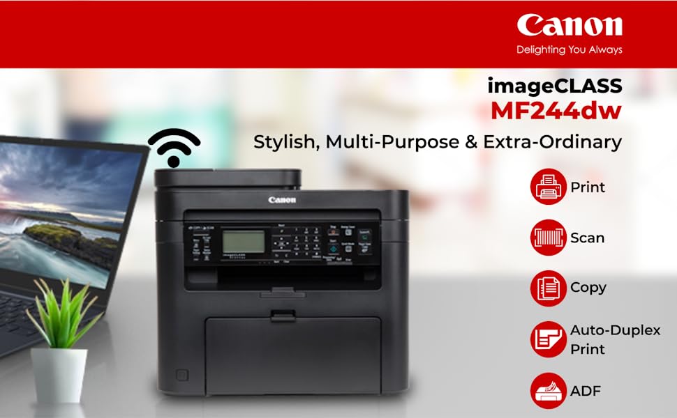 Canon MF244DW Digital Multifunction Laser Printer - Black (Standard Model)