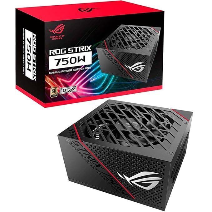 ASUS ROG Strix 750 Fully Modular 80 Plus Gold 750W ATX Power Supply with 0dB Axial Tech Fan and 10 Year Warranty (ROG-STRIX-750G)