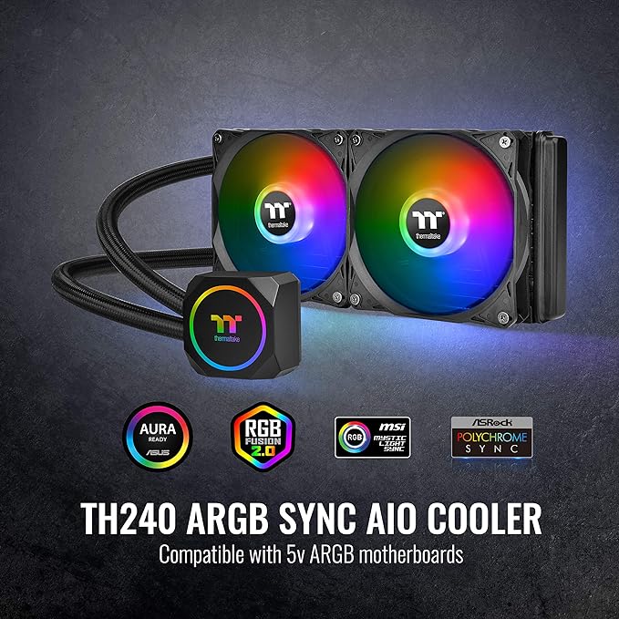 Thermaltake TH240 Water Cooler with ARGB Sync & Controller, CL-W286-PL12SW-A - Black