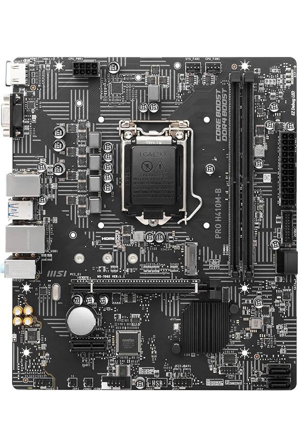 MSI PRO H410M-B Micro-ATX Motherboard | Supports Intel 10th Gen Processors | LGA 1200 | 2 x DIMMs (2933MHz) | PCIe 3.0 x16 | USB 3.2 Gen1 | 1G LAN | HDMI 1.4