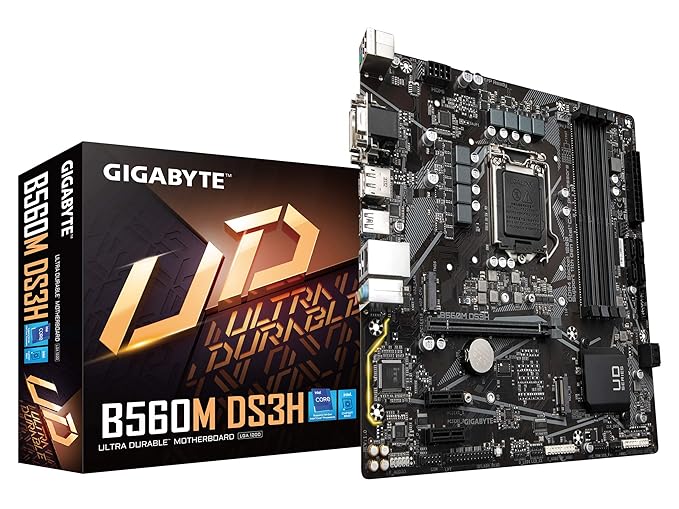 GIGABYTE B560M DS3H Micro-ATX Motherboard | LGA 1200 | Intel B560 Chipset | Dual M.2 Slots | PCIe 4.0 | USB 3.2 Gen1 | GbE LAN | DDR4 Support