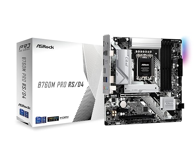 ASRock B760M Pro RS/D4 Micro-ATX Motherboard | Compatible with Intel 12th and 13th Gen CPUs | LGA 1700 | B760 Chipset | DDR4 Support