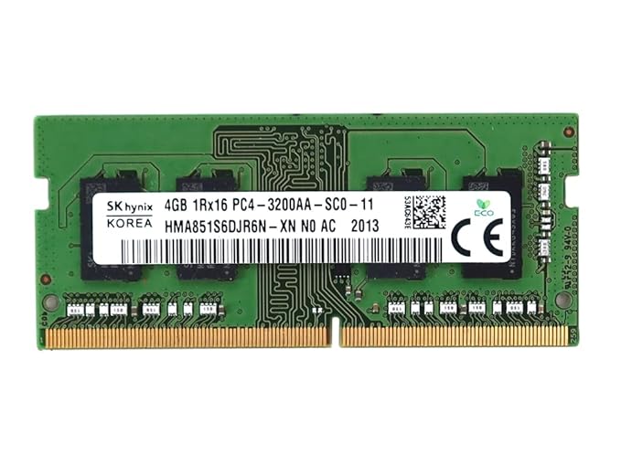 Laptop Memory Module HMA851S6DJR6N-XN Compatible Replacement Spare Part for SK Hynix HMA851S6DJR6N 4GB 1RX16 DDR4 SO-DIMM PC4-25600 3200MHz 260-Pin Non-ECC CL22 1.2V