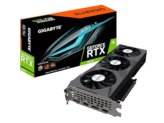 Gigabyte GeForce RTX 3070 Eagle OC 8G Graphics Card, 3X WINDFORCE Fans, 8GB 256-bit GDDR6, GV-N3070EAGLE OC-8GD Video Card