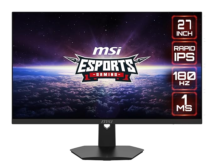 MSI G274F 27-Inch FHD Gaming Monitor, 1920 x 1080 Rapid IPS, 180Hz/1ms, 134% sRGB, G-Sync Compatible, DP 1.2a, HDMI 2.0