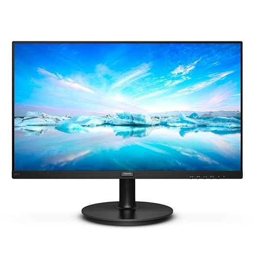 Philips 221V8/94 21.5"(54cm) Smart Image LED Monitor, TN Panel, Borderless with VGA & HDMI Port, FHD, 4 ms Response Time, 178x178 Viewing Angle, 75Hz Refresh Rate, Flicker Free, VESA Mount