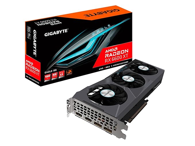 GIGABYTE Radeon pci_e_x16 RX 6600 XT Eagle 8G Graphics Card, WINDFORCE 3X Cooling System, 8GB GDDR6 128-bit Memory Interface, GV-R66XTEAGLE-8GD Video Card