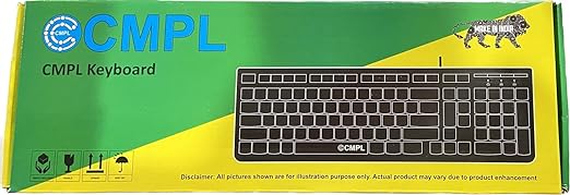 CMPL Keyboard and Mouse Combo with Wired Easy to Read Keys Compact and Sleek Design, Long Cable (Make in India)