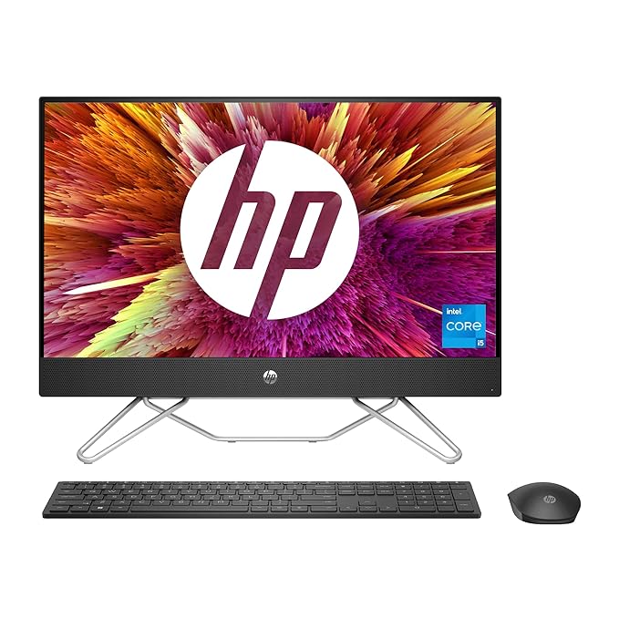 HP All-in-One PC 12th Gen Intel Core i5-1235U 24-inch(60.5 cm) FHD Anti Glare Desktop (8GB RAM/512GB/Windows 11/Wireless Keyboard and Mouse Combo/MSO/IR Privacy Camera/Jet Black) 24-cb1907in