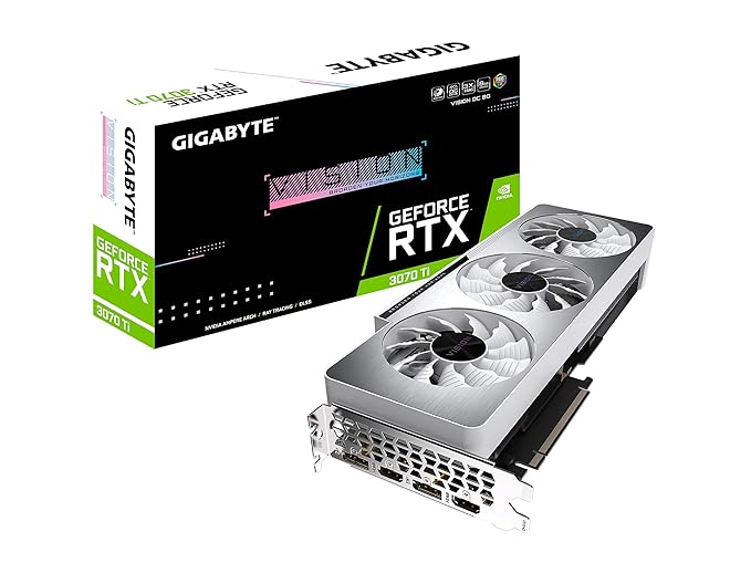 GIGABYTE pci_e_x16 GeForce RTX 3070 Ti Vision OC 8G Graphics Card, WINDFORCE 3X Cooling System, 8GB 256-bit GDDR6X, GV-N307TVISION OC-8GD Video Card