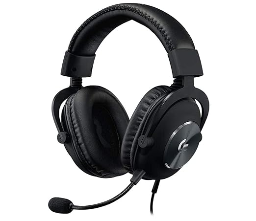 Logitech G Pro X Gaming Wired Over-Ear Headphones with Mic, featuring Blue Voice DTS Headphone X 2.0, 50mm Pro-G Drivers, 2.0 Surround Sound for Esports Gaming, and compatibility with PC, PlayStation, Xbox, VR, and Nintendo Switch.