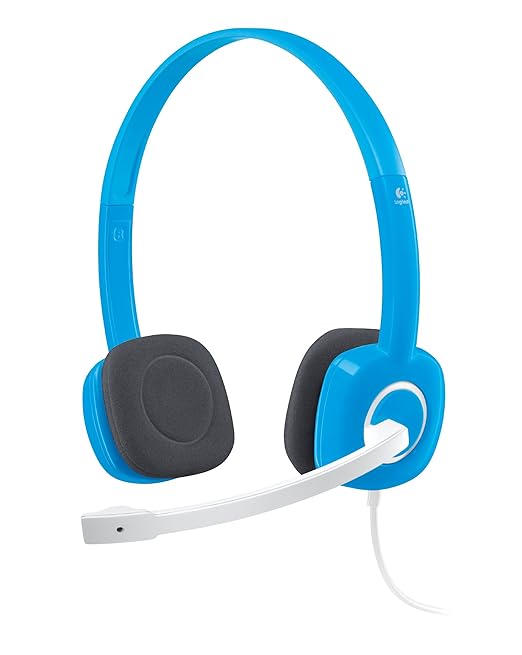 Logitech H150 Stereo Headset with Mic in Blue.