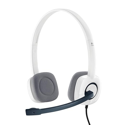 Logitech H150 Wired On-Ear Headphones with Mic in White.