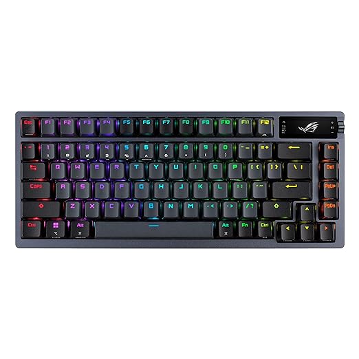 ASUS ROG Azoth 75 Wireless DIY Custom Gaming Keyboard, OLED Display, Gasket-Mount, Three-Layer Dampening, Hot-Swappable Pre-lubed ROG NX Brown