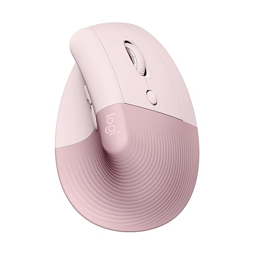 Logitech Lift Vertical Ergonomic Mouse, Wireless, Bluetooth or Logi Bolt USB Receiver, Quiet Clicks, 4 Buttons, Compatible with Windows, macOS, iPadOS, Laptop, PC - Rose