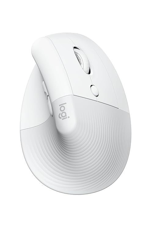 Logitech Lift Vertical Ergonomic Mouse, Wireless, Bluetooth or Logi Bolt USB Receiver, Quiet Clicks, 4 Buttons, Compatible with Windows, macOS, iPadOS, Laptop, PC - Pale Grey