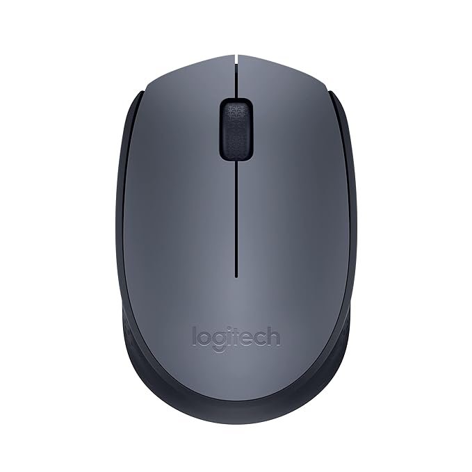 Logitech M170 Wireless Mouse | 2.4 GHz | USB Mini Receiver | Optical Tracking | 12-Month Battery Life | Ambidextrous Design | Compatible with PC, Mac, and Laptop | Grey/Black