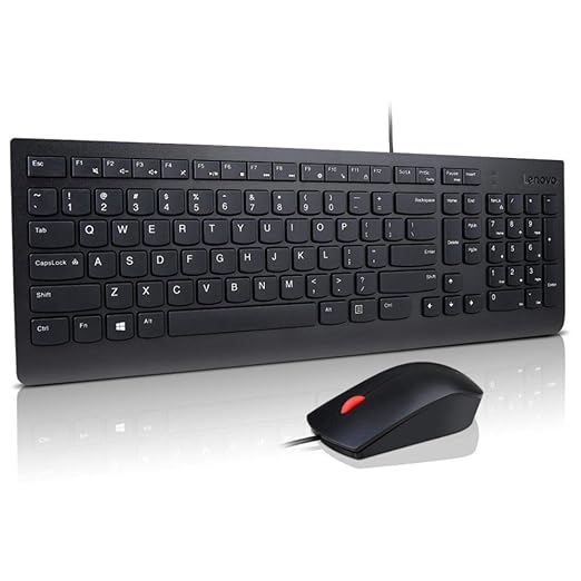 Lenovo KB 160 | Wired Keyboard Mouse Combo | Wired USB | Laptop Keyboard | Black