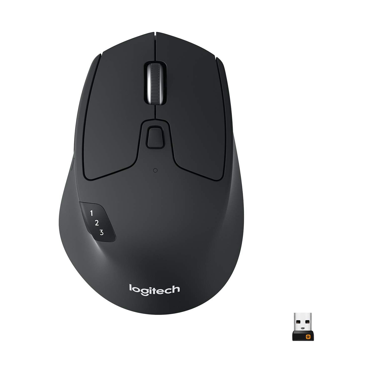 Logitech M720 Triathlon Multi-Device Wireless Mouse - Bluetooth, USB Receiver, 1000 DPI, 6 Programmable Buttons, 2-Year Battery, Compatible with Laptop, PC, Mac, iPadOS - Graphite Black