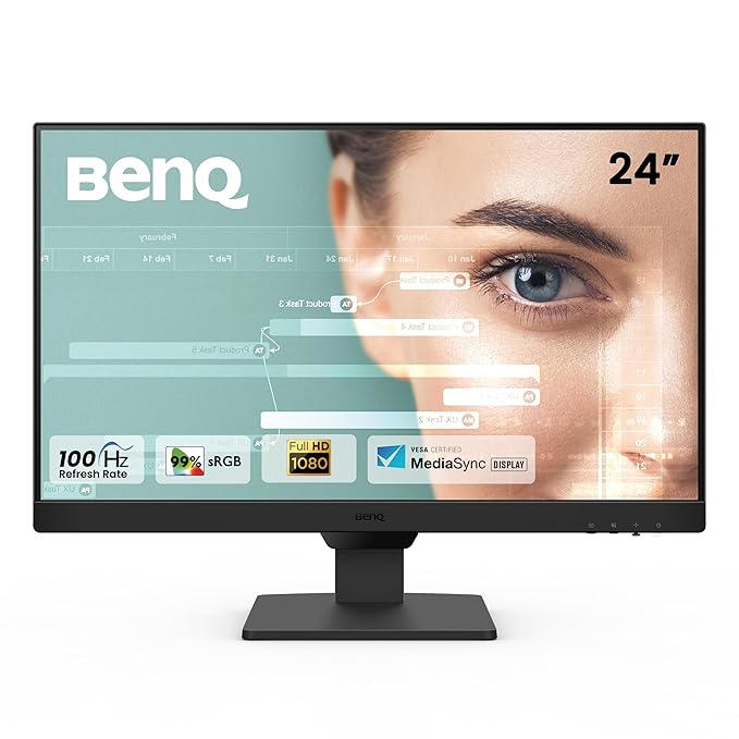 BenQ GW2490 23.8” 1080p FHD IPS Monitor | 100Hz | Eye-careU | Dual HDMI | DisplayPort | VESA | MediaSync | Brightness Intelligence | Low Blue Light+ | Built-in Speakers (Black)