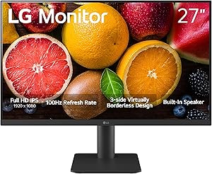 LG 27MS550-B Monitor | 27 Inch IPS FHD (1920x1080) | 100Hz Refresh Rate | 5ms Response Time | Reader Mode | Tilt & Height Adjustable Stand | Built-in Speaker | Borderless Design | OnScreen Control | Black Stabilizer | DAS Crosshair | HDMI | Black