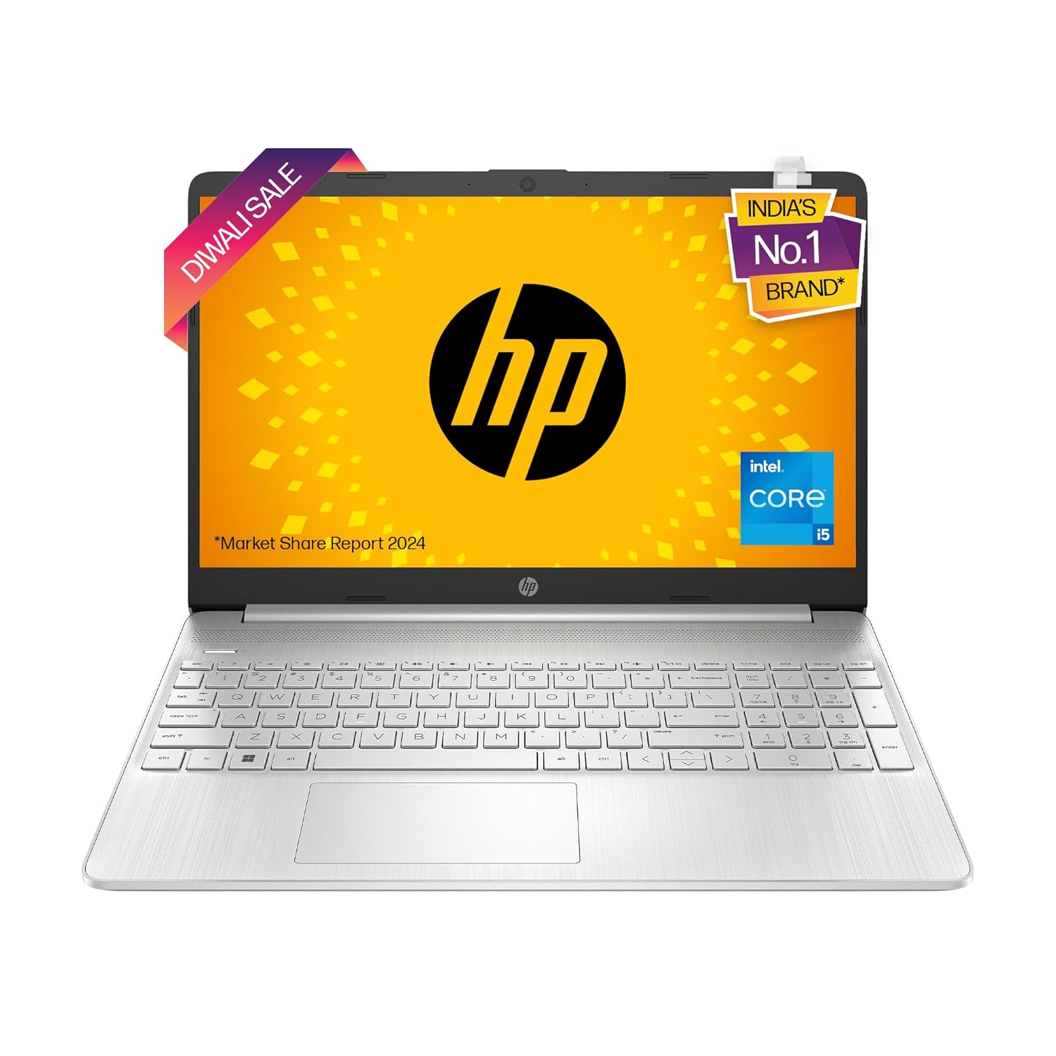 HP 15s Laptop | 12th Gen Intel Core i5 | 15.6" FHD | 8GB RAM | 512GB SSD | Iris Xe Graphics | Backlit Keyboard | Windows 11 Home | Natural Silver | 1.69kg | fq5202TU / fq5329TU