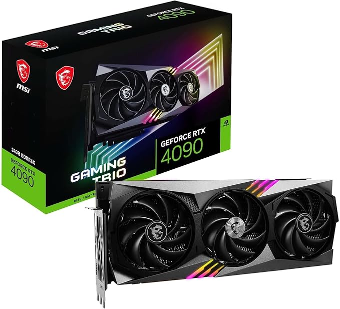 MSI Gaming GeForce RTX 4090 Graphics Card | 24GB GDDR6X | PCIe x16 | 384-Bit | HDMI/DP | NVLink | Tri-Frozr 3 | Ada Lovelace Architecture (RTX 4090 Gaming Trio 24G)