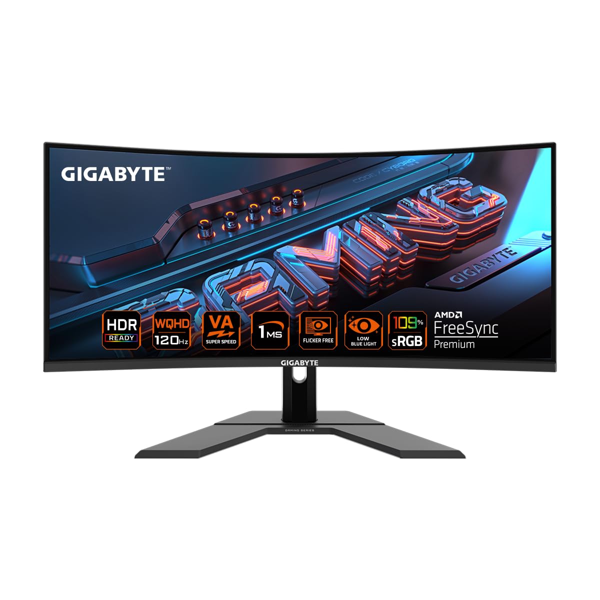 GIGABYTE GS34WQC 34" Curved VA Monitor | WQHD 3440x1440 | sRGB 120% | 120Hz/135Hz OD | 1ms MPRT | FreeSync Premium | HDR10