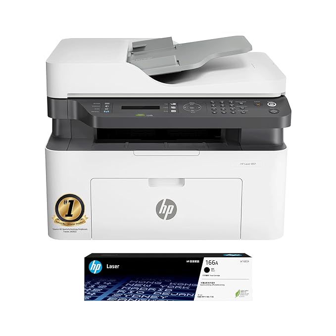 HP Laser MFP 1188Fnw | Wireless Monochrome Laser Printer | Print, Copy, Scan, Fax | 40-Sheet ADF | Hi-Speed USB 2.0, Ethernet | Up to 21 PPM | 150-Sheet Input Tray | 100-Sheet Output Tray | Black and White