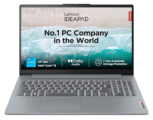 Lenovo-IdeaPad-Slim-3 | 13th Gen Intel Core i3 | 15.6 inch (39.6cm) FHD Laptop | 8GB RAM | 512GB SSD | Windows 11 | Office 2021 | Alexa Built-in | 1Yr ADP Free | 3 Month Game Pass | Arctic Grey | 1.62Kg | 82X70033IN