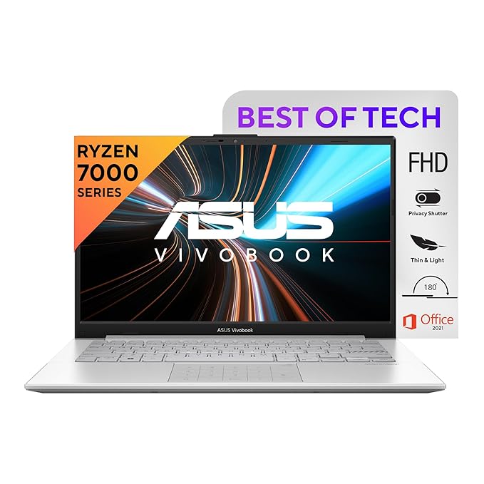 ASUS Vivobook Go 14 (2023) | AMD Ryzen 5 7520U | 14" (35.56 cm) FHD | 8GB RAM | 512GB SSD | Windows 11 | Office 2021 | Alexa Built-in | Silver | 1.38 kg | E1404FA-NK521WS