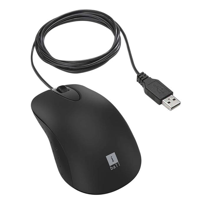 iBall Turbo | Advanced High-Speed Optical Mouse | Wired | 1200 CPI | Superfast Speed | Plug n Play | Ergonomic and Comfortable Design | Black