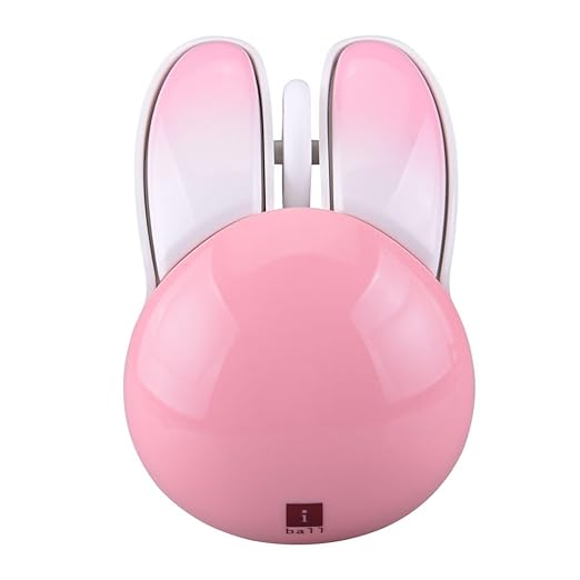 iBall Wireless Mouse Grabit | Stylish and Shiny Finish | 2.4GHz High Speed | 1600 DPI | Magnetic Battery | Auto Power Saving | Color: Pink.