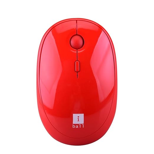 iBall Cherry Wireless Mouse | Silent Keys | Shiny Red Finish | 2.4 GHz High Speed | Silent Clicks | 800/1200/1600 DPI Adjustable Speed | Color: Red.