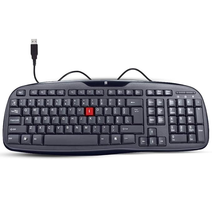 iBall Winner USB V2.0 Keyboard | 103 Keys | Soft Feel Keys | Wired | Water Resistant | Durable Design | 3-Year Warranty | Color: Black.