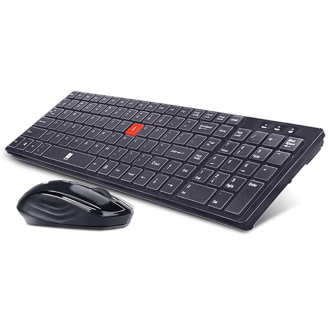 iBall Wireless Combo i4 Deskset | Slim Keyboard and Smart Mouse | Chocolate Key Design | Sleek Ergonomic Design | Wireless Connection | Adjustable DPI (800/1200/1600) | Color: Black.