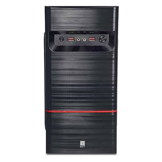 iBall Primo Cabinet with SMPS | Micro ATX / Mini ITX | AC'97 Audio + Mic | 2 x USB 2.0 | 4 Expansion Slots | Color: Black.