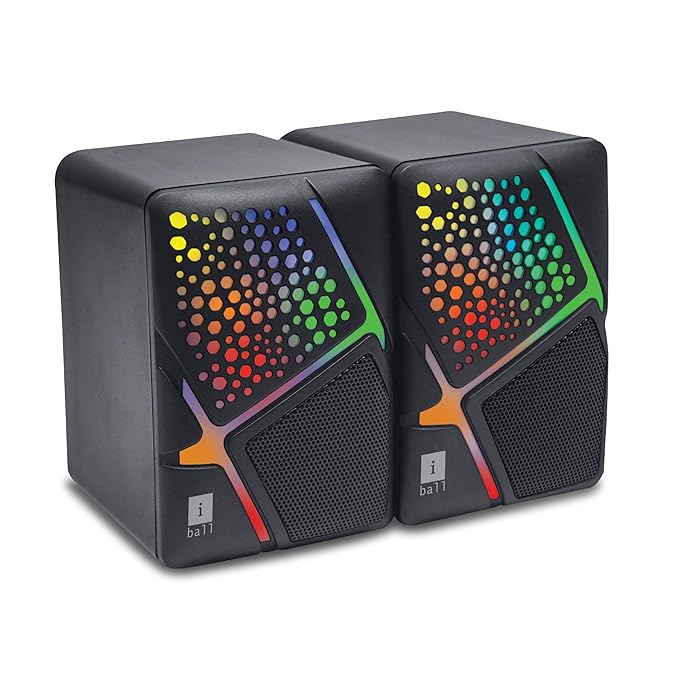 iBall Disco 18 RGB Speaker | 2.0 PC Gaming | High Bass | RGB LED Lights | USB Powered | 6W RMS | 3.5mm Aux-in | Volume Control.