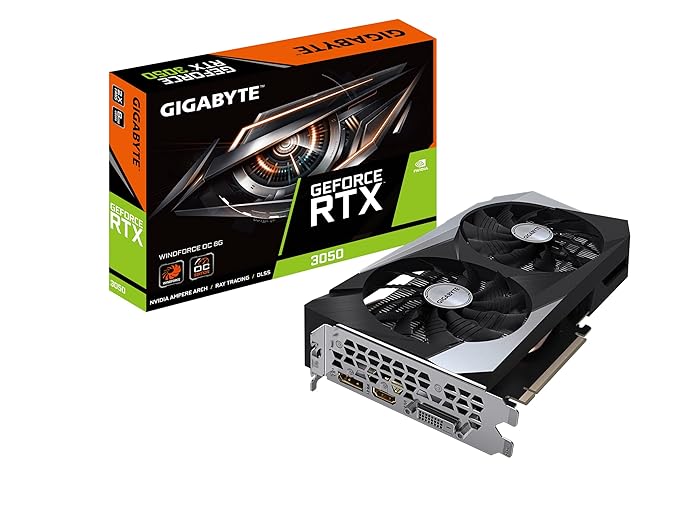 GIGABYTE GV-N3050WF2OC-8GB | PCIe Graphics Card | 8GB GDDR6 | Boost Clock: 1852 MHz | Dual Fan Cooling System | HDMI & DisplayPort Outputs