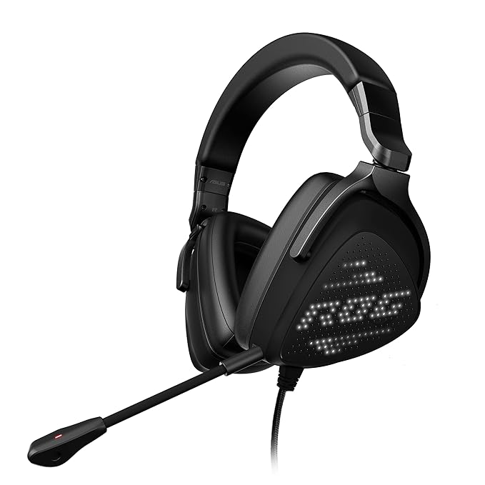 ASUS ROG Delta S Animate Gaming Headset with Anime Matrix Display, Hi-Fi ESS 9281 Quad DAC, AI Noise-Canceling Mic, 7.1 Surround Sound, 50mm Drivers, Multi-Platform Compatibility (PC, Switch, PS4, PS5, Mobile) - Black