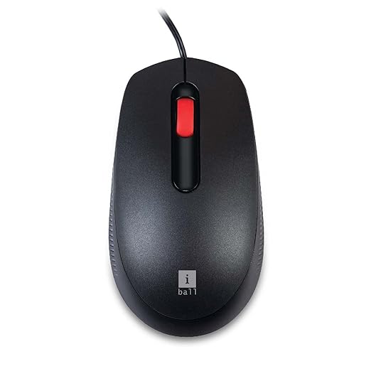 iBall Aero Black Mouse | Advanced Optical Mouse | 1200 CPI High-Speed Tracking | Ergonomic Design | Ambidextrous Use for Left & Right-Handed Users | Windows/Mac Compatible | Black