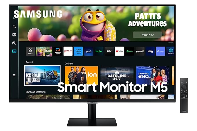 Samsung 32-Inch (80cm) LCD M5 FHD Smart Monitor | Smart TV Apps, IoT Hub, Office 365, Apple AirPlay, Dex | Mouse & Keyboard Control | Built-in Speakers & Remote | Bluetooth | Black | LS32CM500EWXXL