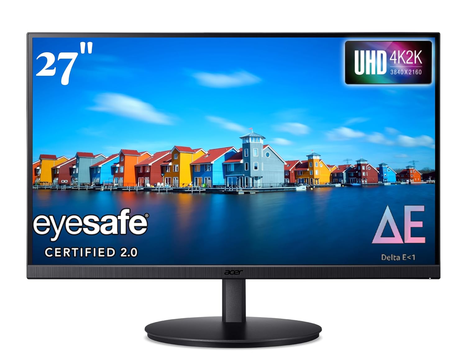 Acer CB272K 27" UHD 4K IPS Monitor | HDR10, Delta E<1, 350 Nits, 99% sRGB | Height Adjustable, Tilt & Pivot | 2x HDMI, 1x DP, Eye Safe Certified, Built-in Speakers