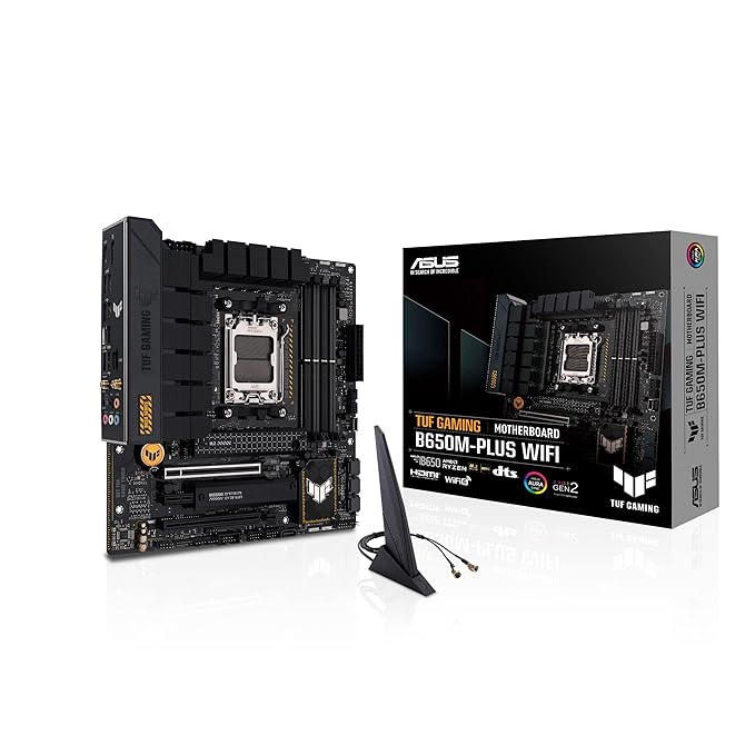 ASUS TUF Gaming B650M-PLUS WiFi AM5 Micro-ATX Motherboard, PCIe 5.0, DDR5, 14 Power Stages, WiFi 6, 2.5Gb Ethernet, USB4, Aura Sync