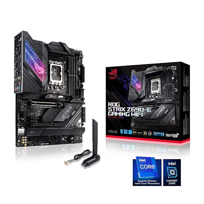 ASUS ROG Strix Z690-E Gaming WiFi LGA 1700 ATX Motherboard, DDR5, PCIe 5.0, M.2 Combo-Sink, WiFi 6E, 2.5Gb Ethernet, 5 M.2 Slots with ROG Hyper M.2 Card, Aura Sync