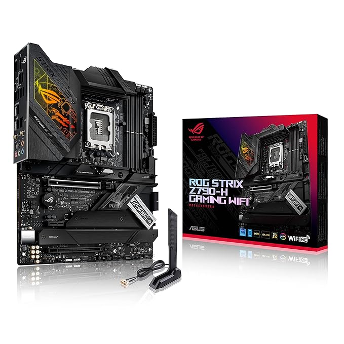 ASUS ROG Strix Z790-H Gaming WiFi 6E LGA 1700 ATX Motherboard for Intel 12th & 13th Gen, DDR5-7800 MT/s, PCIe 5.0 x16 with Q-Release, 4x PCIe 4.0 M.2 Slots, USB 3.2 Gen 2x2 Type-C, Front-Panel Connector