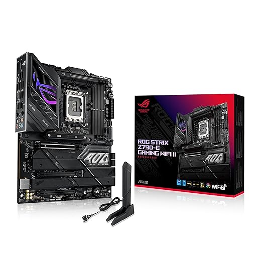 ASUS ROG Strix Z790-E Gaming WiFi II ATX Motherboard (LGA 1700, Intel 12th-14th Gen) with DDR5, PCIe 5.0, 2.5 Gb LAN, 5x M.2 Slots, PCIe 5.0 x16, WiFi 7, and Front-Panel Connector with PD 3.0 (Up to 30W)