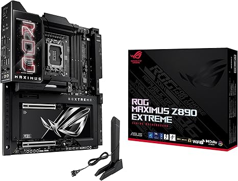 ASUS ROG MAXIMUS Z890 EXTREME Intel Z890 LGA 1851 E-ATX Motherboard – DDR5, WiFi 7, 2.5G/10G LAN, PCIe 5.0 M.2, Thunderbolt 5, AI Overclocking, 5” LCD Screen