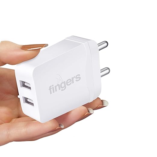 FINGERS PA-Dual USB Ports Power Adapter for Mobile Phones (White)