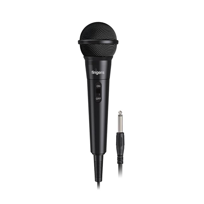 FINGERS Mic-W5 Wired Microphone (6.35 mm Connector, Ultra-Quiet On-Off Switch, Durable Build, Ideal for Live Performances - Indoor & Outdoor Use)